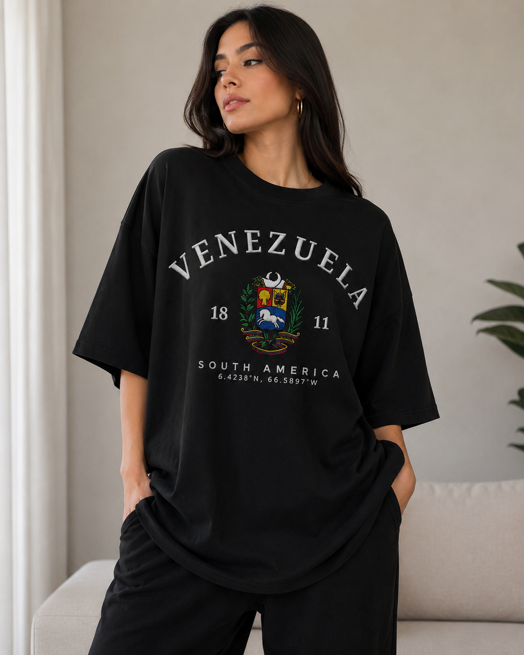 Polera Venezuela con escudo y coordenadas- UNISEX- 30% OFF