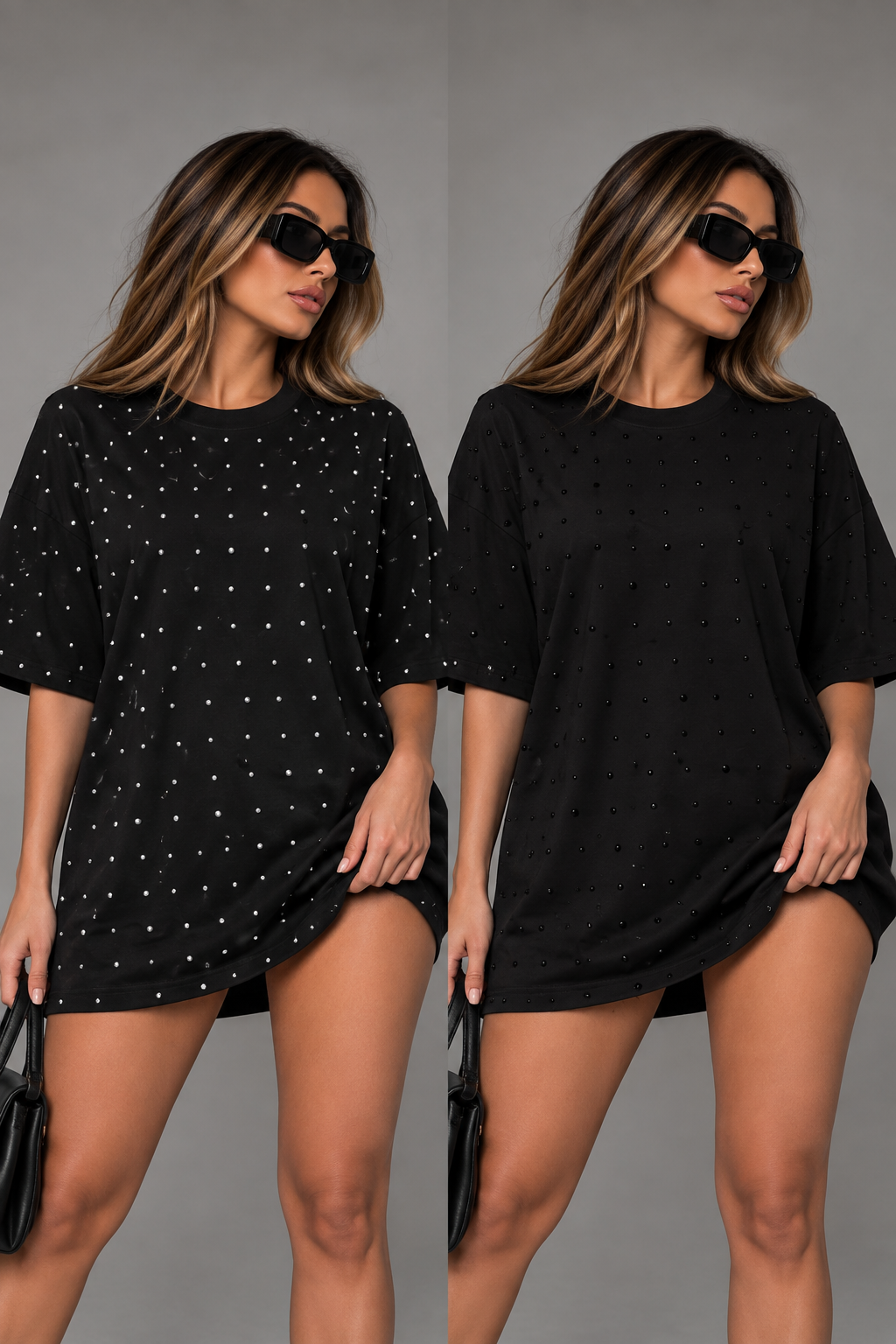 Vestido Polera Oversize Full Crystal — Personalizable
