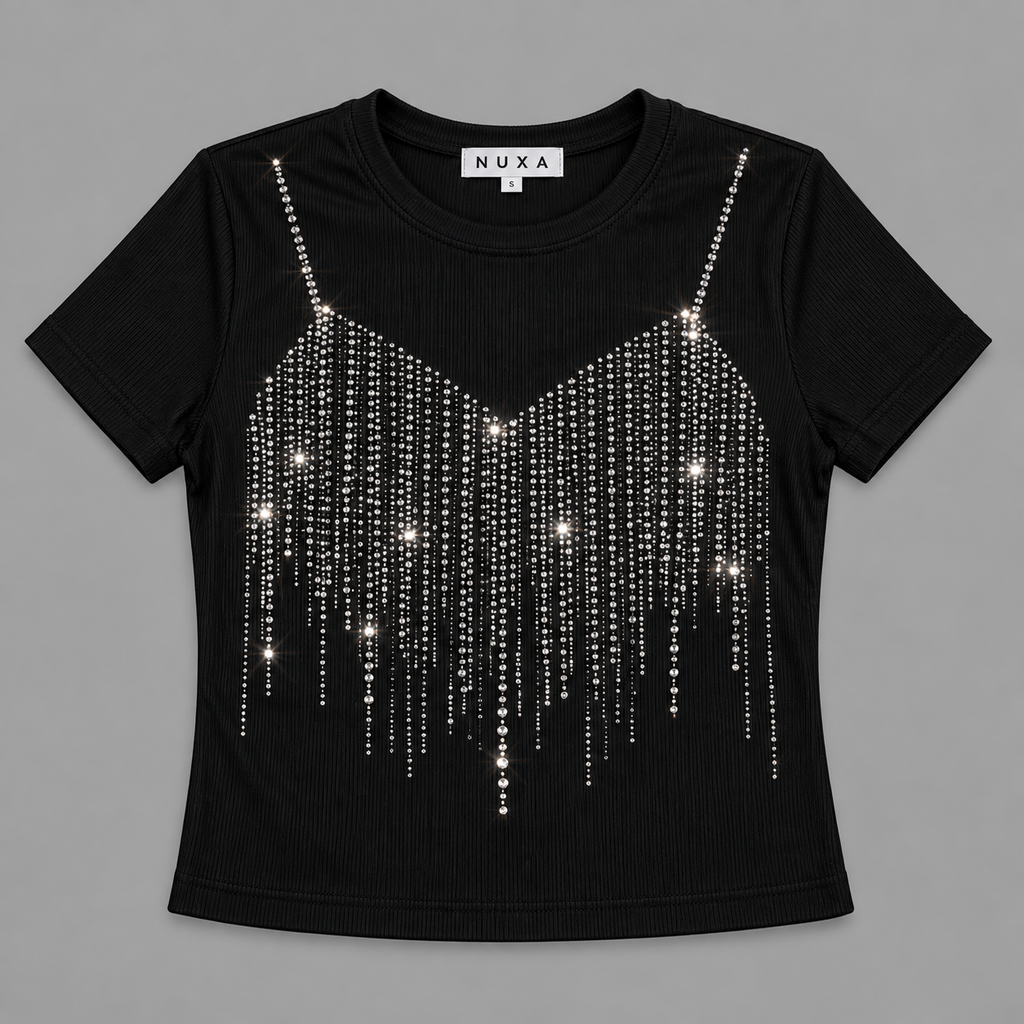 Polera top brillos