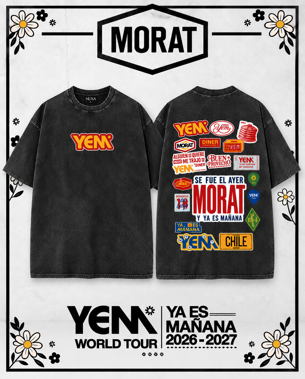 Polera Morat Ya Es Mañana Chile Acid Wash - frente y espalda