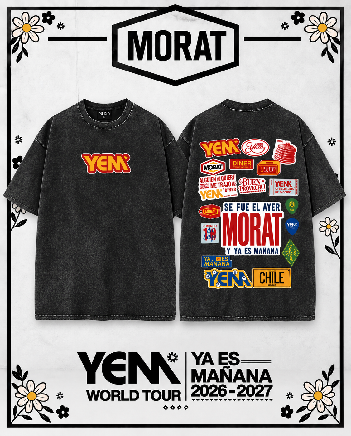 Polera Morat Ya Es Mañana Chile Acid Wash - frente y espalda