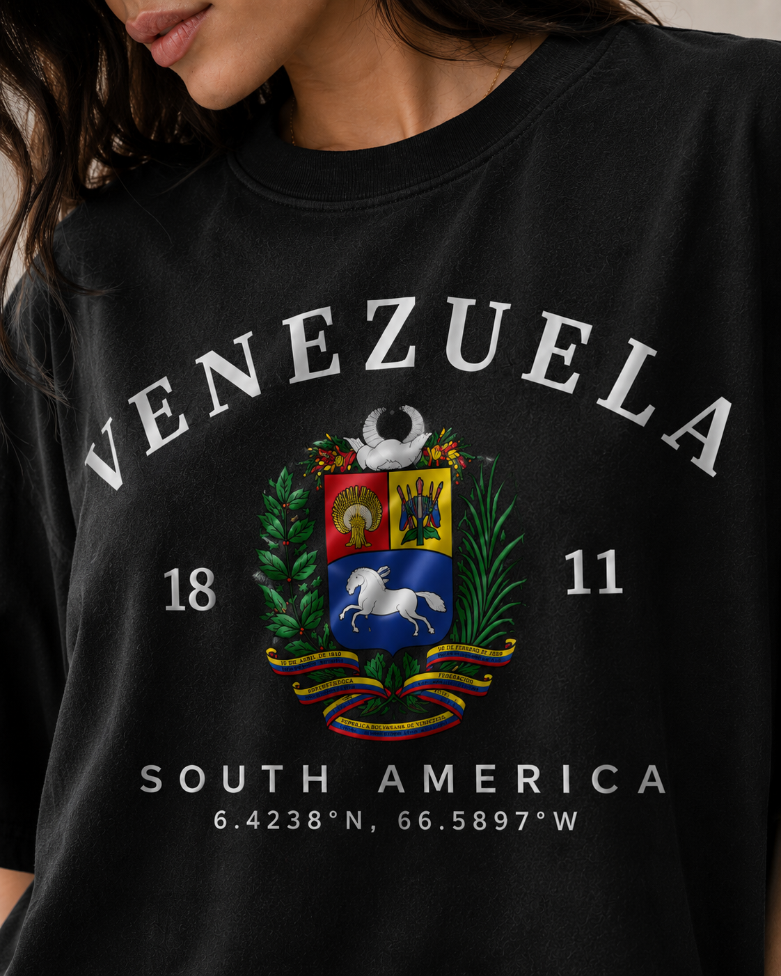 Polera Venezuela con escudo y coordenadas- UNISEX- 30% OFF