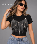 Polera top brillos