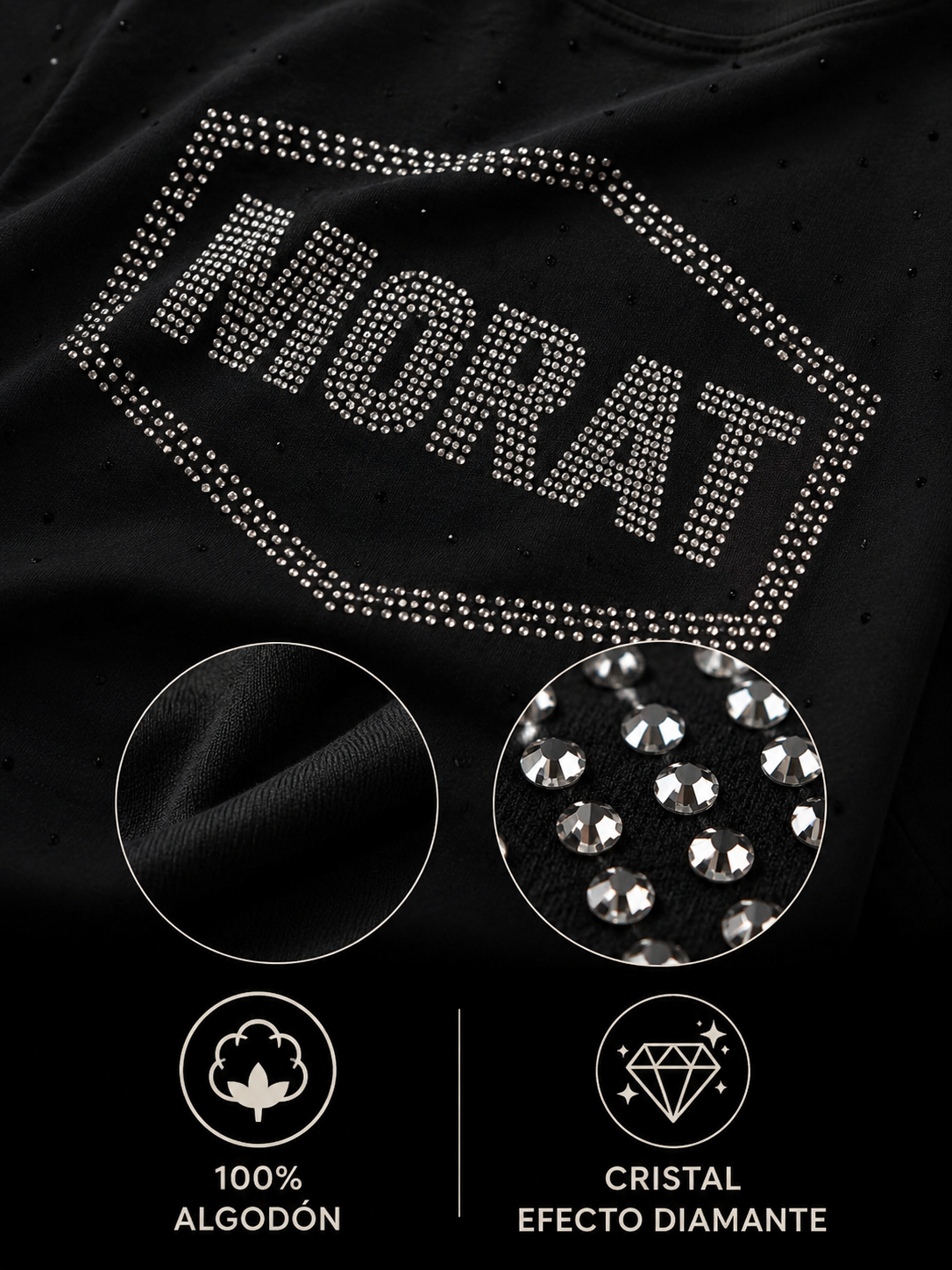 ✨ Polera MORAT — Unisex | con Cristales Strass efecto diamante