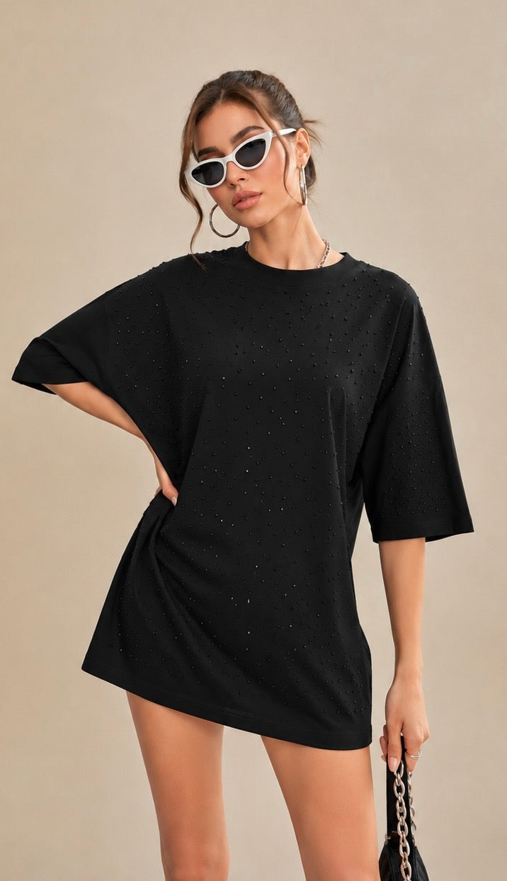 Polera Cristales Negros UNISEX