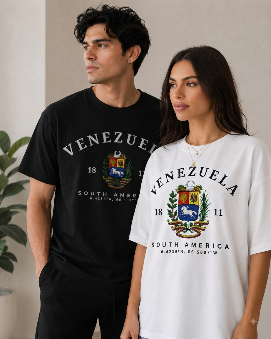 Polera Venezuela con escudo y coordenadas- UNISEX- 30% OFF