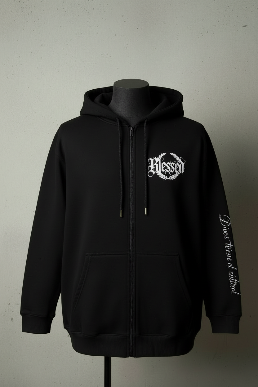 Blessed Hoodie - Estampado en manga opuesta