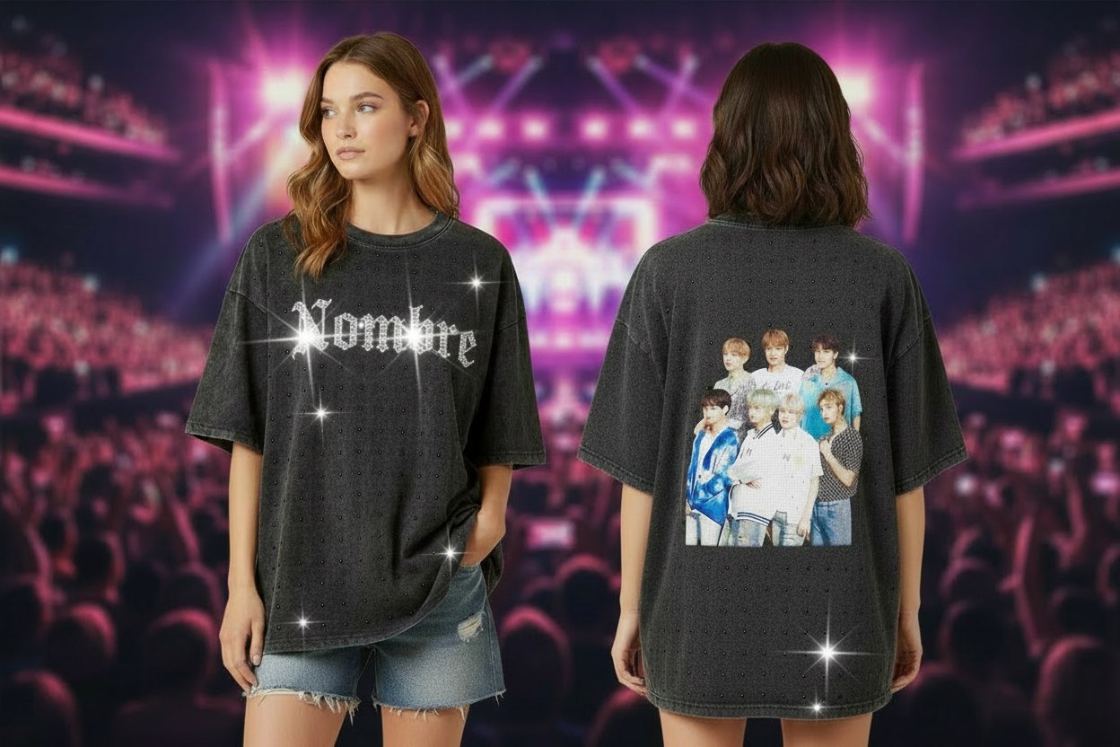 Camiseta con destellos intensos en pedrería