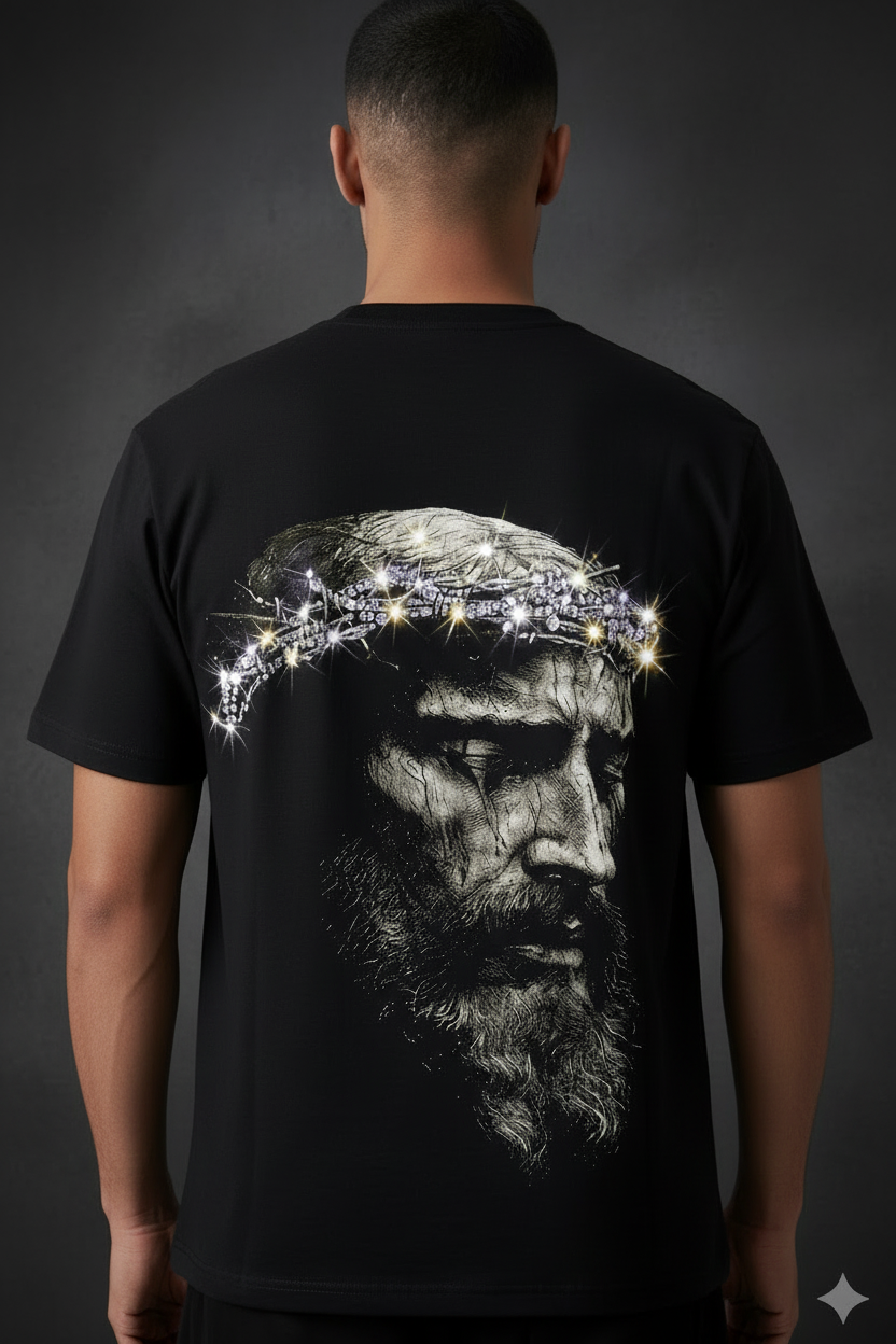 Polera negra con diseño Cristo