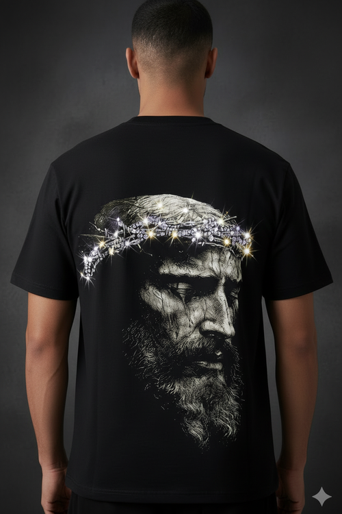 Polera negra con diseño Cristo